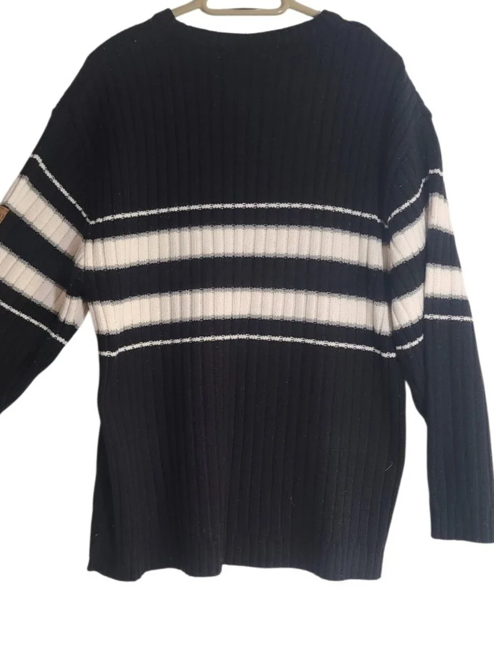 ​Southpole Authentic Collection Black White Striped Ribbed Knit Sweater Size L
